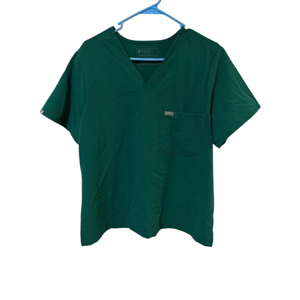 FIGS Size XL Technical Collection Scrub Top Hunter Green V-Neck